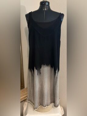 Umgee Women’s Black/ Gray Cotton/ Linen Dress Size Medium